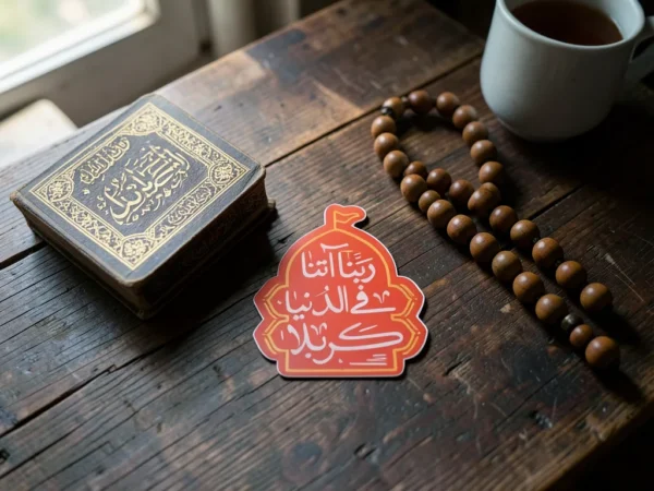 ⁦استیکر موبایل پلکسی طرح ربنا آتنا فی دنیا کربلا (ابعاد ۴*۳)⁩ - الصورة ⁦4⁩
