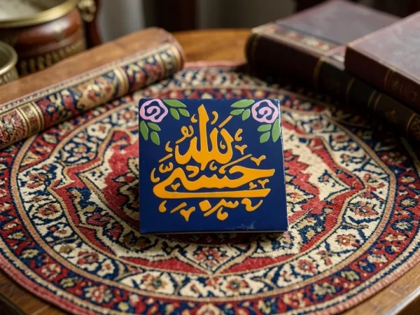 ⁦مغناطیس سیرامیکی بتصمیم "حسبی الله" - قطعة فنیة روحانية⁩ - الصورة ⁦2⁩